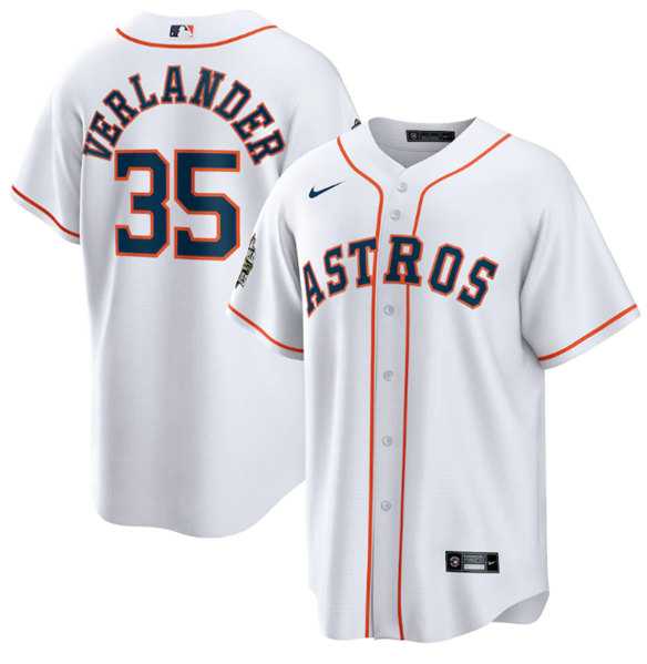 Men%27s Houston Astros #35 Justin Verlander White 2022 World Series Home Stitched Baseball Jersey